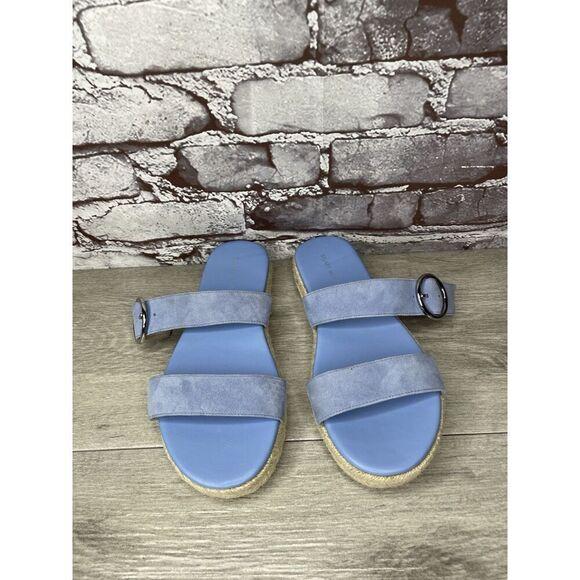 Stuart Weitzman Periwinkle Blue Suede Leather Espadrille Sandals Women Sz 6B US - Picture 15 of 16